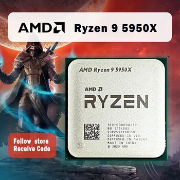 NAUJAS AMD Ryzen 9 5950X R9 5950X 3.4 GHz, 16 Branduolių 32 Temas CPU Procesorius 7NM L3=64M 100-000000059 Lizdas AM4