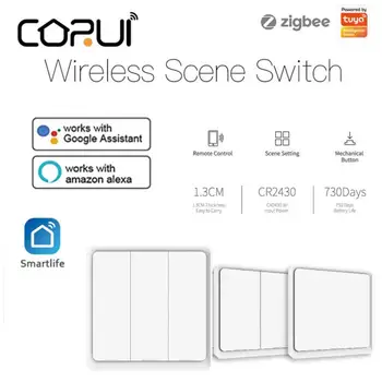 CORUI Tuya ZigBee Smart Home Mygtukas Valdytojas Belaidžio 1/2/3 Gauja 9 Scena Smart Switch Veikia Su 