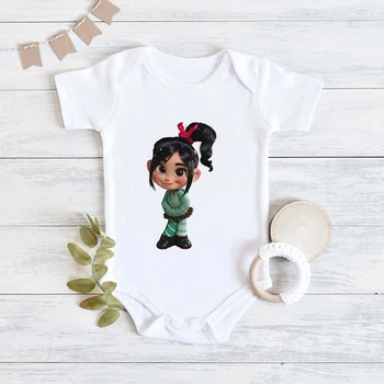 Vanellope Spausdinti Disney Baby Bodysuits Prancūzijos Mados Harajuku Streetwear Naujagimiui Mergaitė Berniukas Drabužius Mielas Kūdikis Balta Rompers