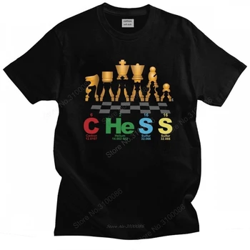 Klasikinis Šachmatų Periodinės Elementų Marškinėlius Vyrams trumpomis Rankovėmis Streetwear šachmatų lenta Žaidimas, T Marškiniai Mados Medvilnės Marškinėlius Dovanų Idėjos