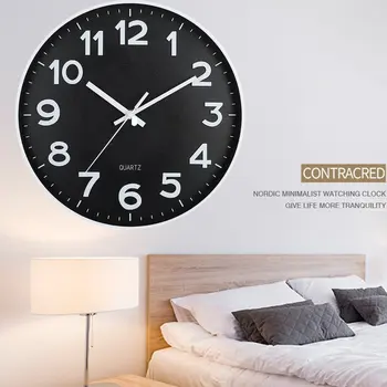 12in 30cm Juodas Sieninis Laikrodis ABS Šiuolaikinės Dekoratyvinės Mados Išjungti Kambarį Paprastas Kvarcas Silent Turas Sieniniai Laikrodžiai