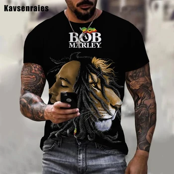 2023 Vasaros vyriški marškinėliai Atvėsti Roko Bob Marley 3d Spausdinimo O-kaklo trumpomis Rankovėmis Gatvės Hip-hop ' Negabaritinių Viršūnes & Tees Vyrų Drabužiai.