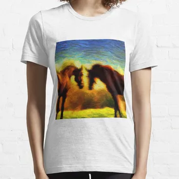 Arklių Saulėlydžio T-Shirt viršūnes moteris marškinėliai Moterims drabužių
