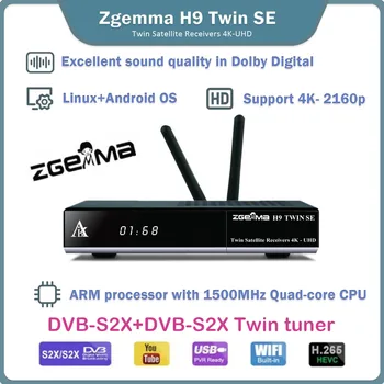 Naujausias 4K UHD Zgemma H9 TWIN SE Linux + Android OS Dual 2*DVB-S2X TV twin Palydovinis TV Imtuvas T2-MI WIFI Built-in Karšto Ispanijoje