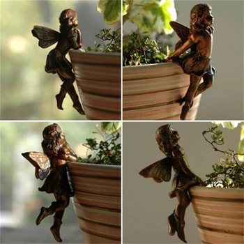 4Pcs/Set Flower Fairy Dervos Statula Namų, Sodo Puošmena Angelas Merginos su Sparno Miniatiūrinė Skulptūra Kieme Vazoninių Krašto Dekoras