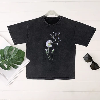 Seeyoushy Vėjo Pučiamas Kiaulpienių 2023 Vasaros Nauji moteriški marškinėliai Gėlių Spausdinti Tendencija Moterų Top Y2K Estetinį Aprangos Įdomus Spausdinti