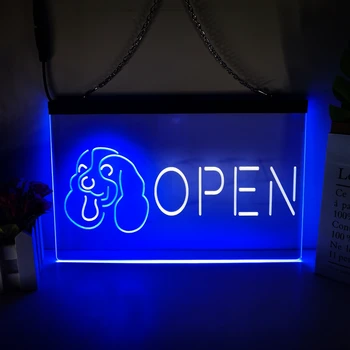 Atidaryti Šunų Laikyti 2 Spalvotas Ekranas LED Neon Požymiai Namų Dekoro Sienos Miegamajame 3D Naktį Šviesos