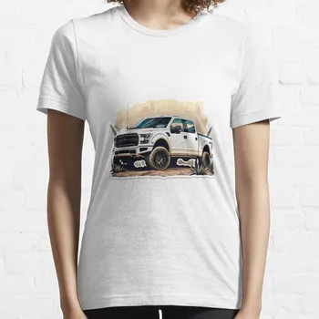 Ford F 150 White T-Shirt juoda, t marškinėliai moterims Moters drabužiai