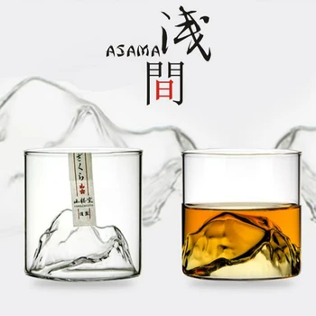 Nišą Japonų Stiliaus Viskio Taurės-Seklių Kalnų Likeris XO Vyno Taurės EDO Guanshan Fuji Kūrinys Medinėje Dovanų Dėžutėje Viskio Stiklo
