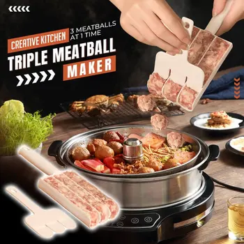 Kūrybinės Virtuvės Triple Meatball Maker Greitai triple kamuolys valcavimo įrankis rankų darbo kukuliai žuvų kamuoliukus krevečių slankmačiai, virtuvės reikmenys