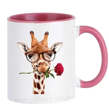 Juokinga Ožkos Žirafa Kavos Puodeliai Žmona Poros Puodelių, Valentino Dovanos Coffeeware Namų Decal Teaware Pieno Stalo Alaus Drinkware