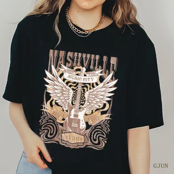 Nashville Marškinėliai Šalies Muzikos Grafinis T-Shirt Moterims, Harajuku Gotikos Moteris Marškinėlius Hip-Hop, Punk Moterų Drabužių Grunge Viršūnės