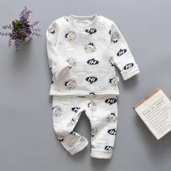 Kūdikių pižama komplektas baby berniukas ir mergaitė drabužių žiemos pižama nustatyti vaikų mielas spausdinti viršūnės ir kelnės sutirštės kūdikių drabužių rinkinys