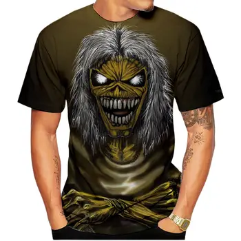 Klasikinis Gotikos Derliaus Siaubo Kaukolė 3D Print T-Shirt Naujas Mados Vyrams marškinėliai Hip-Hop Streetwear Harajuku Vyrų 3D trumparankoviai
