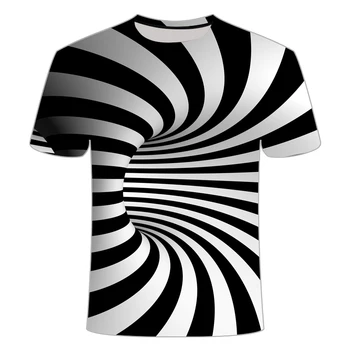 2020 Naujas 3D efektas marškinėliai black ir white t-shirt pasukti marškinėlius vyrų ir moterų top tees sportinę Elastingas orui 5XL