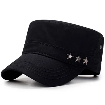 Atsitiktinis Plauti Medvilnės Flat Top Hat, Reguliuojama Karinės Kepurės Vyrams, Moterims, Kariūnų Armijos Bžūp Unikalaus Dizaino Vintage Keturis Sezonus